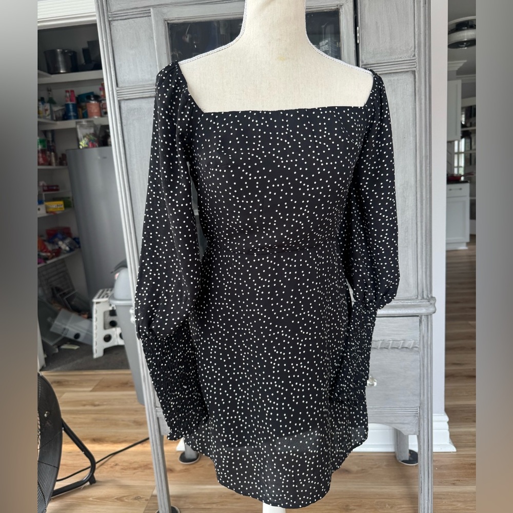 Francesca's Collections Black and White Dotted Dress
